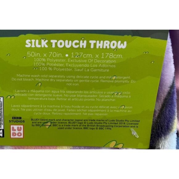 Bluey Silk Throw Blanket 50” x 70” – Easter Purple - Picture 3 of 4